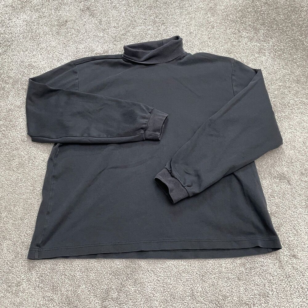Eddie Bauer Turtleneck Shirt Womens XL Solid Black Long Sleeve Stretch Casual